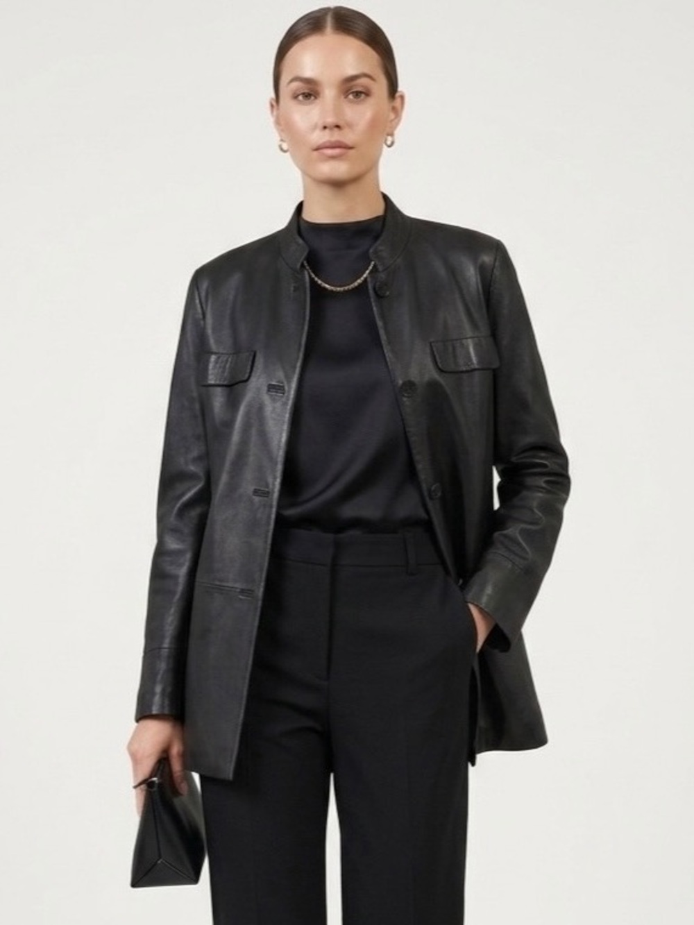 Vintage Women’s MICHAA Luxury Leather Jacket/ Blazer Black Size 6